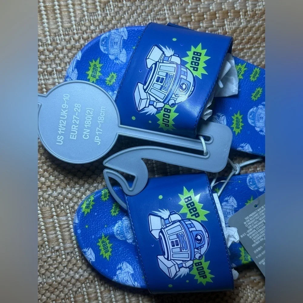 Disney Star Wars R2-D2 Slides/Sandals for Kids,Boys Size US 11-12,NWT